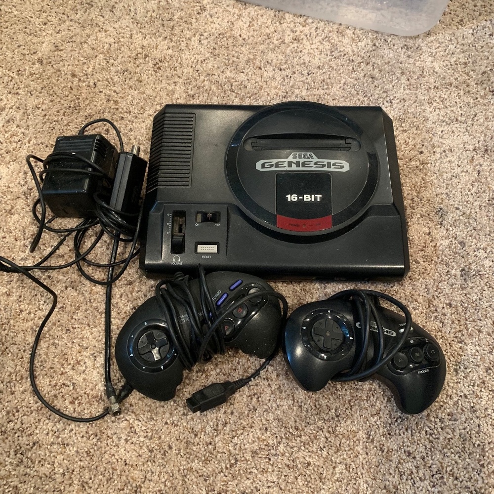 Sega Genesis with Controllers and 1 game
